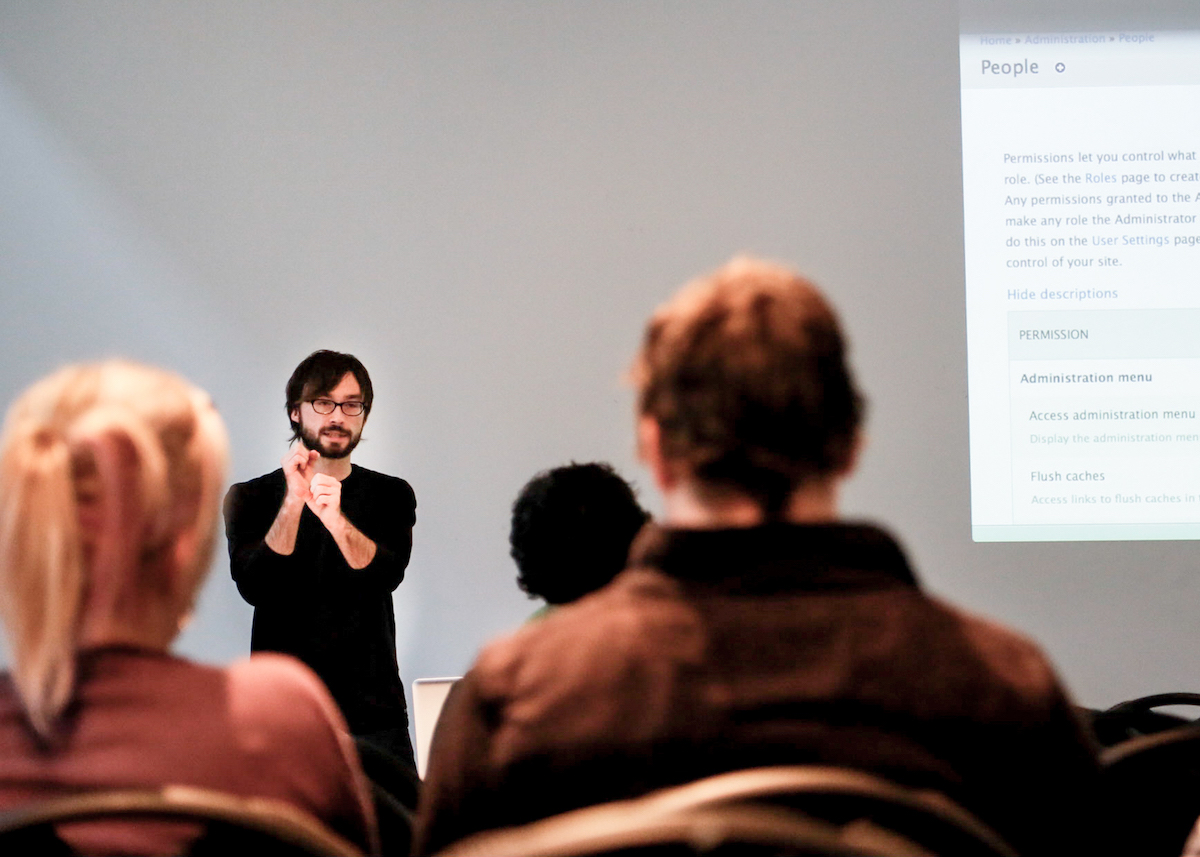 Instructor leading a classroom
