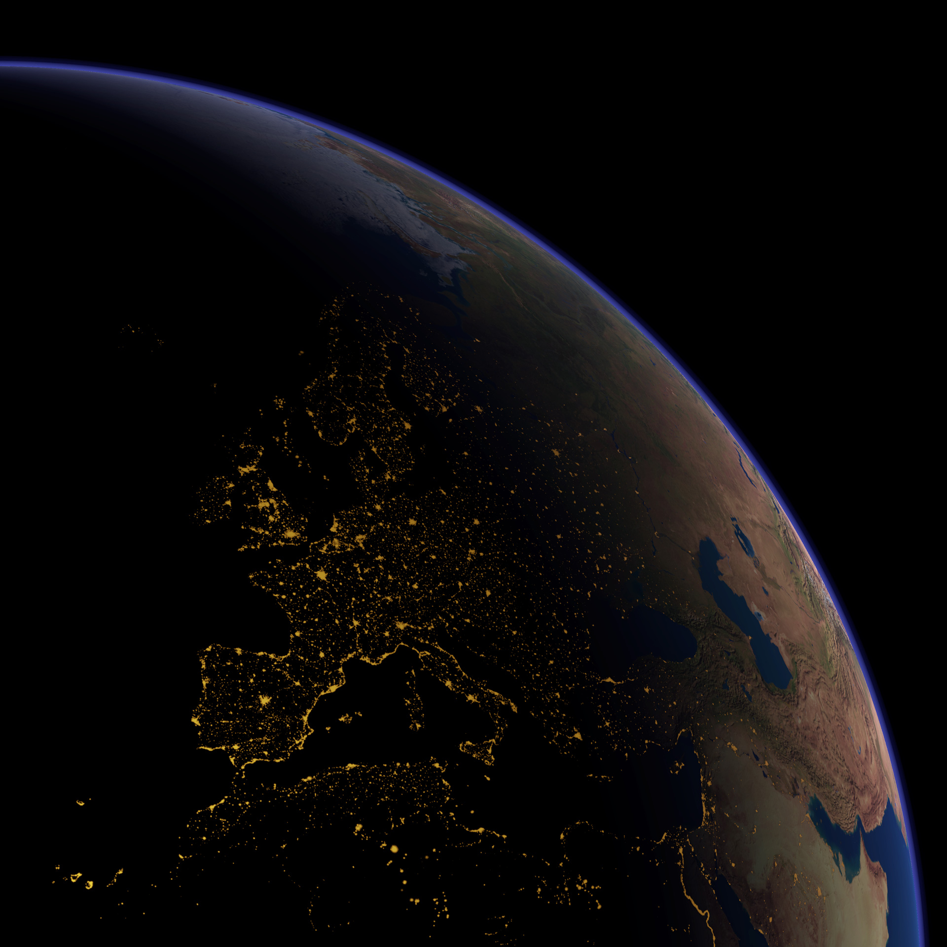 Europe by night seen from space. Credit: Nasa