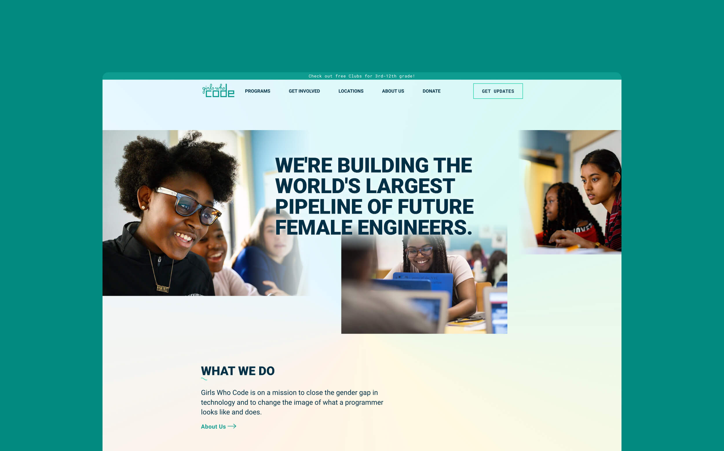 girlswhocode.com - Home Page Screenshot