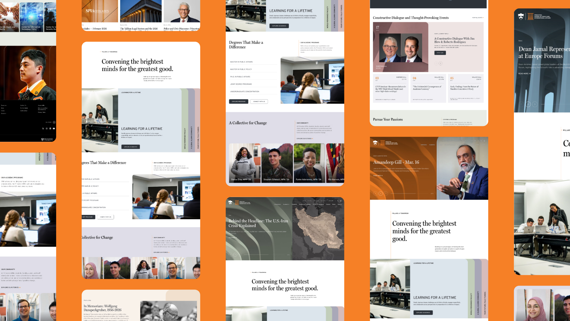 Multiple screenshots of the SPIA homepage