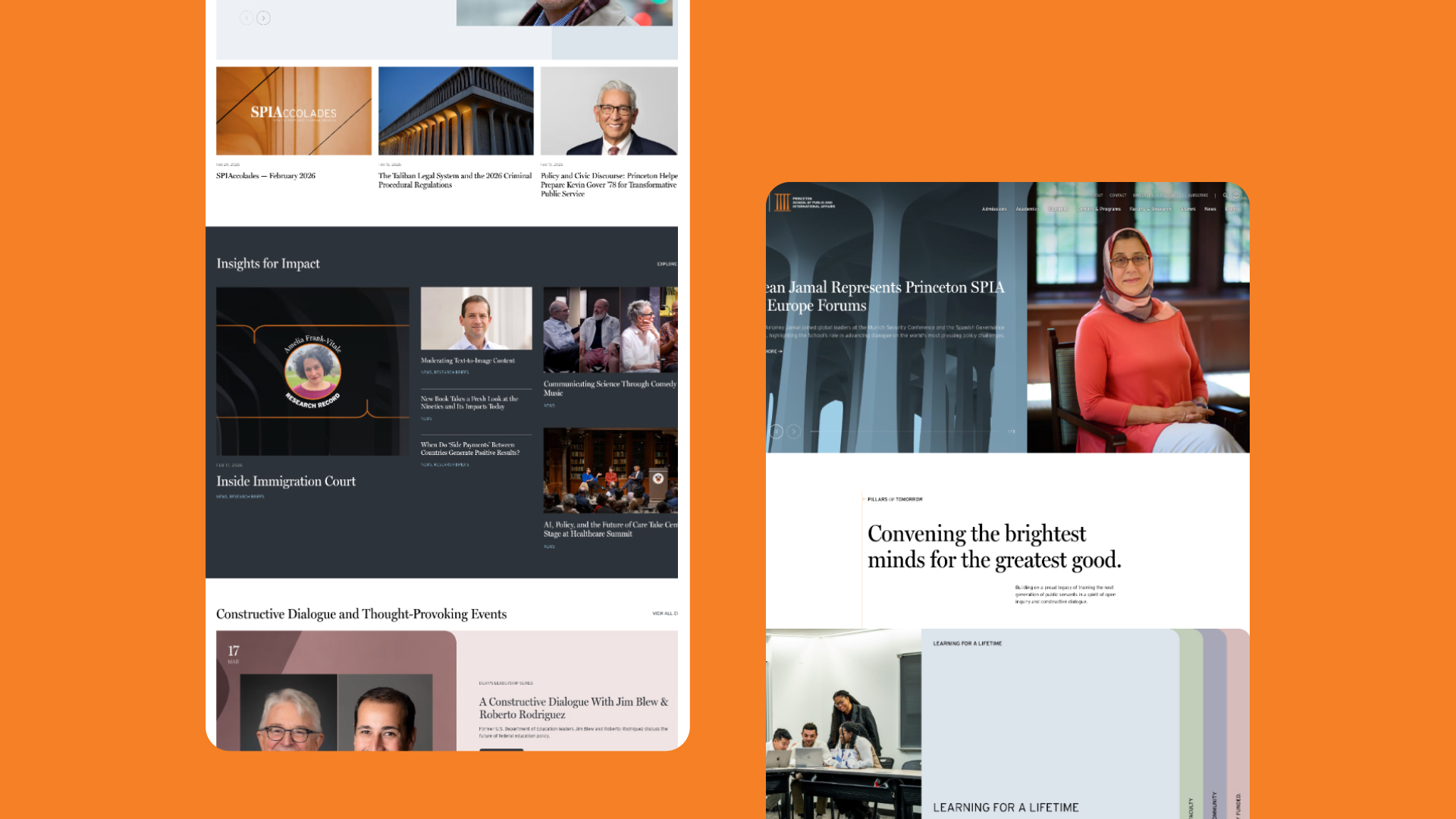 Two screenshots of the SPIA homepage