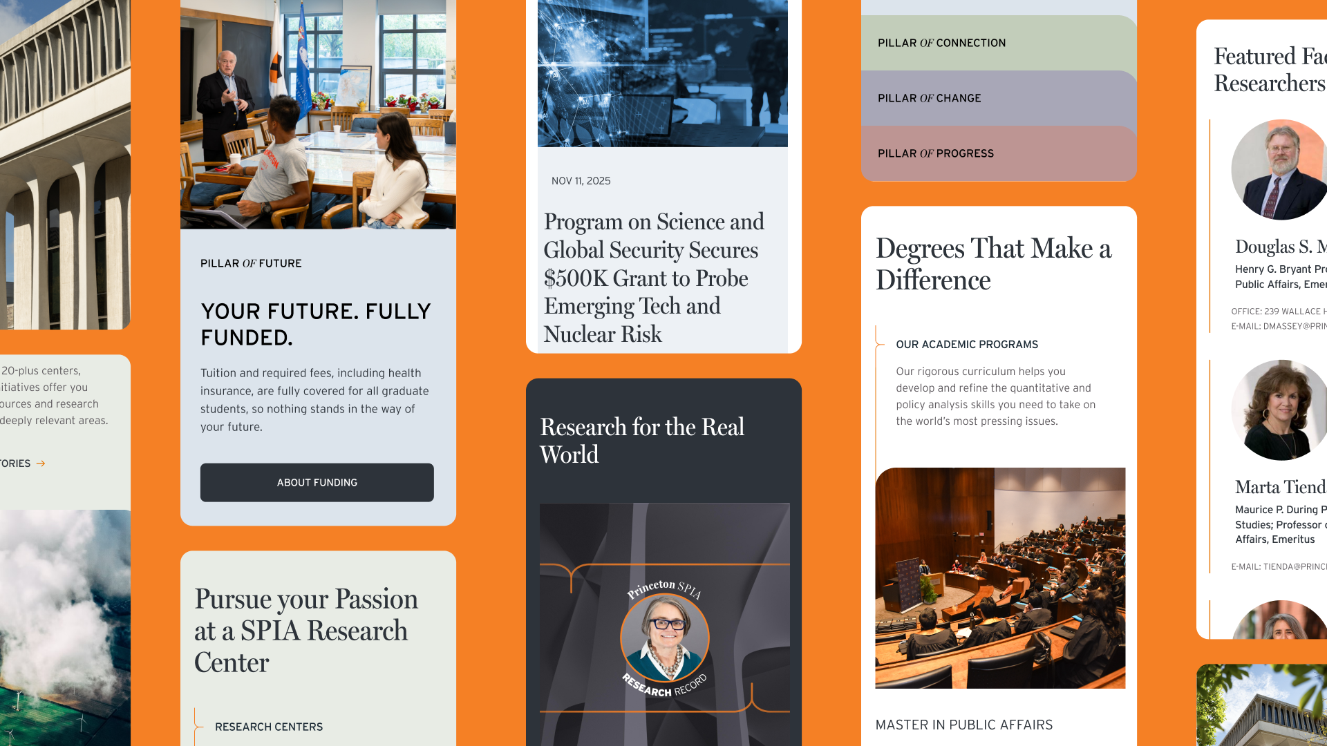 Multiple images of the SPIA homepage on mobile.