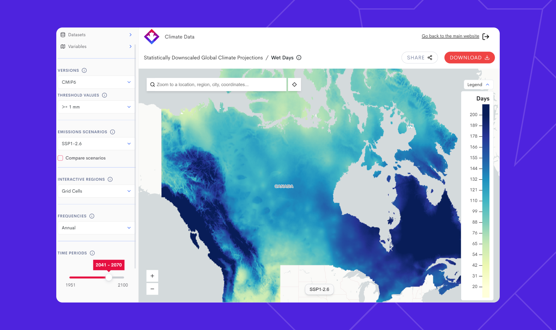 The maps tool on the Climate Data website