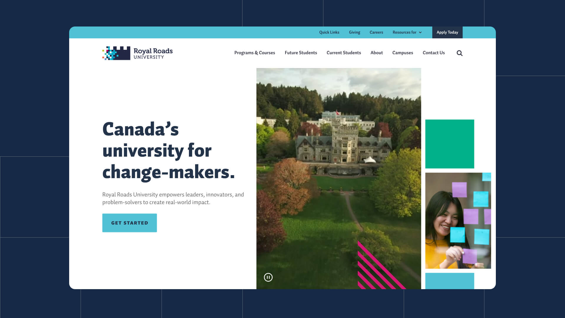 Royal Roads University website homepage