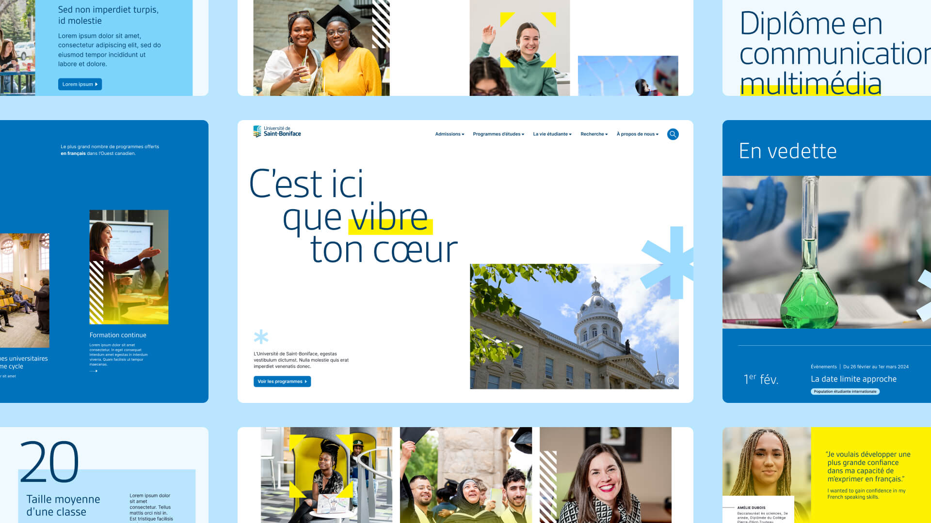 Capture d'écran du site Web de l'Université de Saint-Boniface