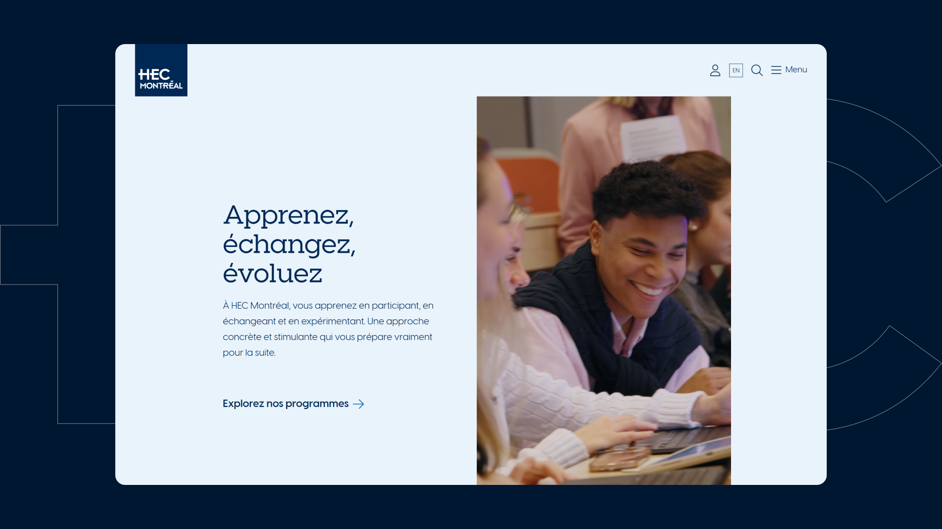 Capture d'écran du site web de HEC Montréal