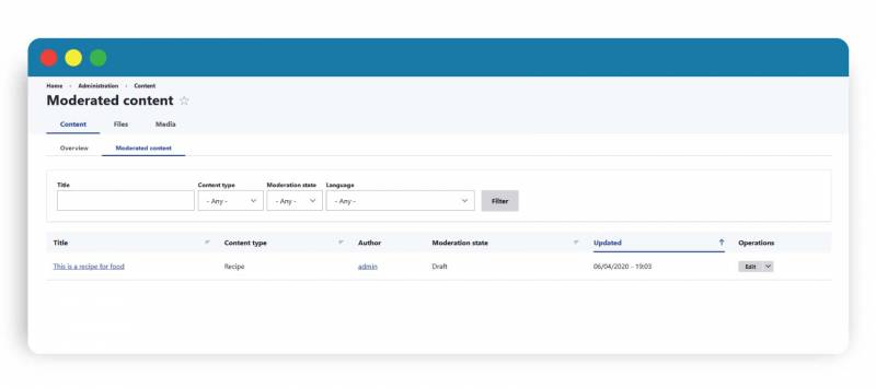 Moderated content view in Drupal