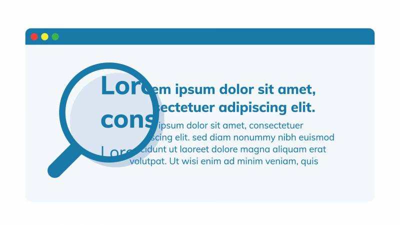 Magnifying glass over lorem ipsum 