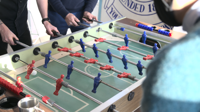 Playing foosball