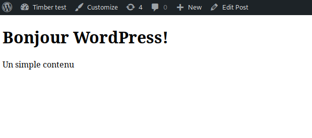 Vue du front-end dans WordPress.