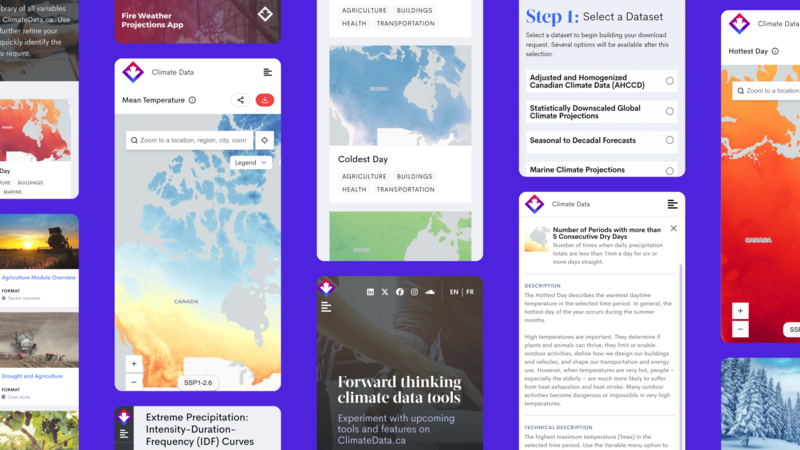 Mobile screenshots of the Climate Data website