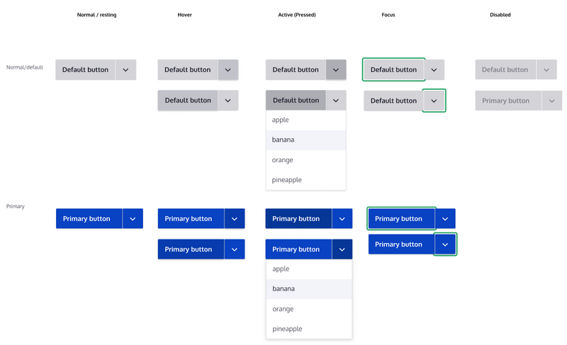 A screenshot of various button and dropdown styles.