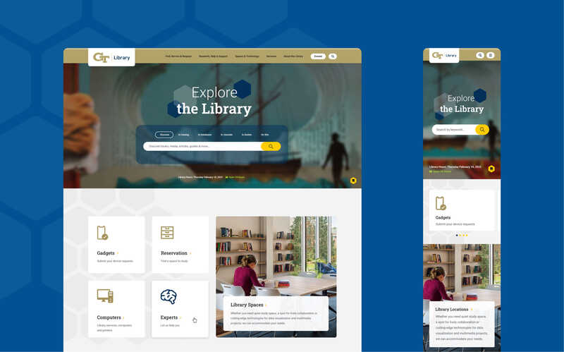 A page called “Explore the library” displayed on desktop and mobile.