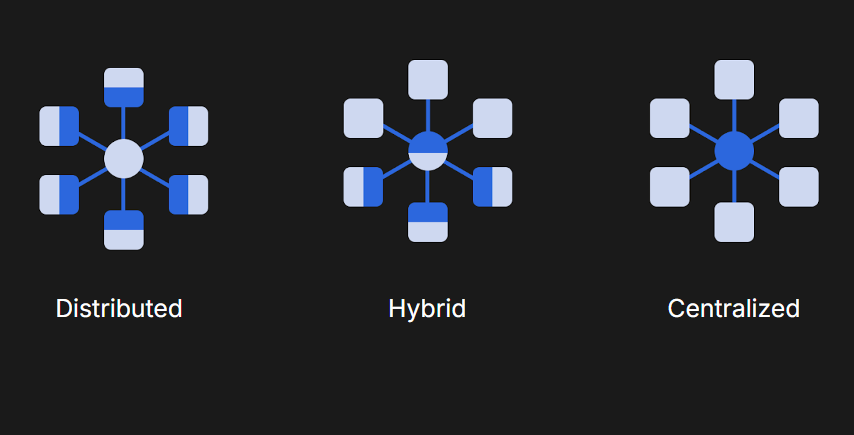  A visualization of existing governance models with nodes representing how sites are related.