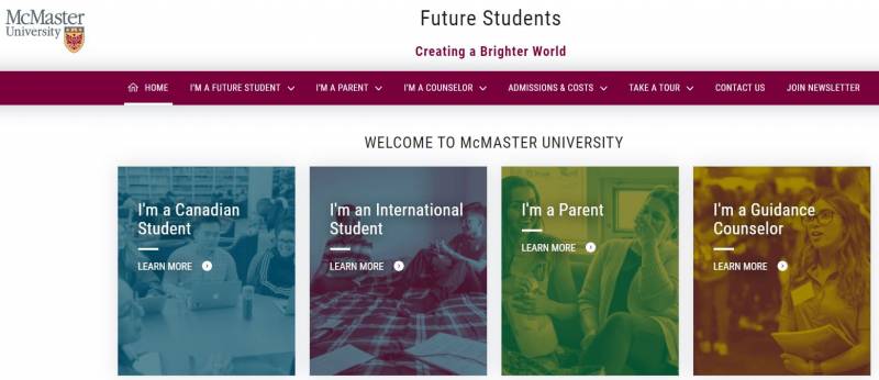 McMaster University admissions website