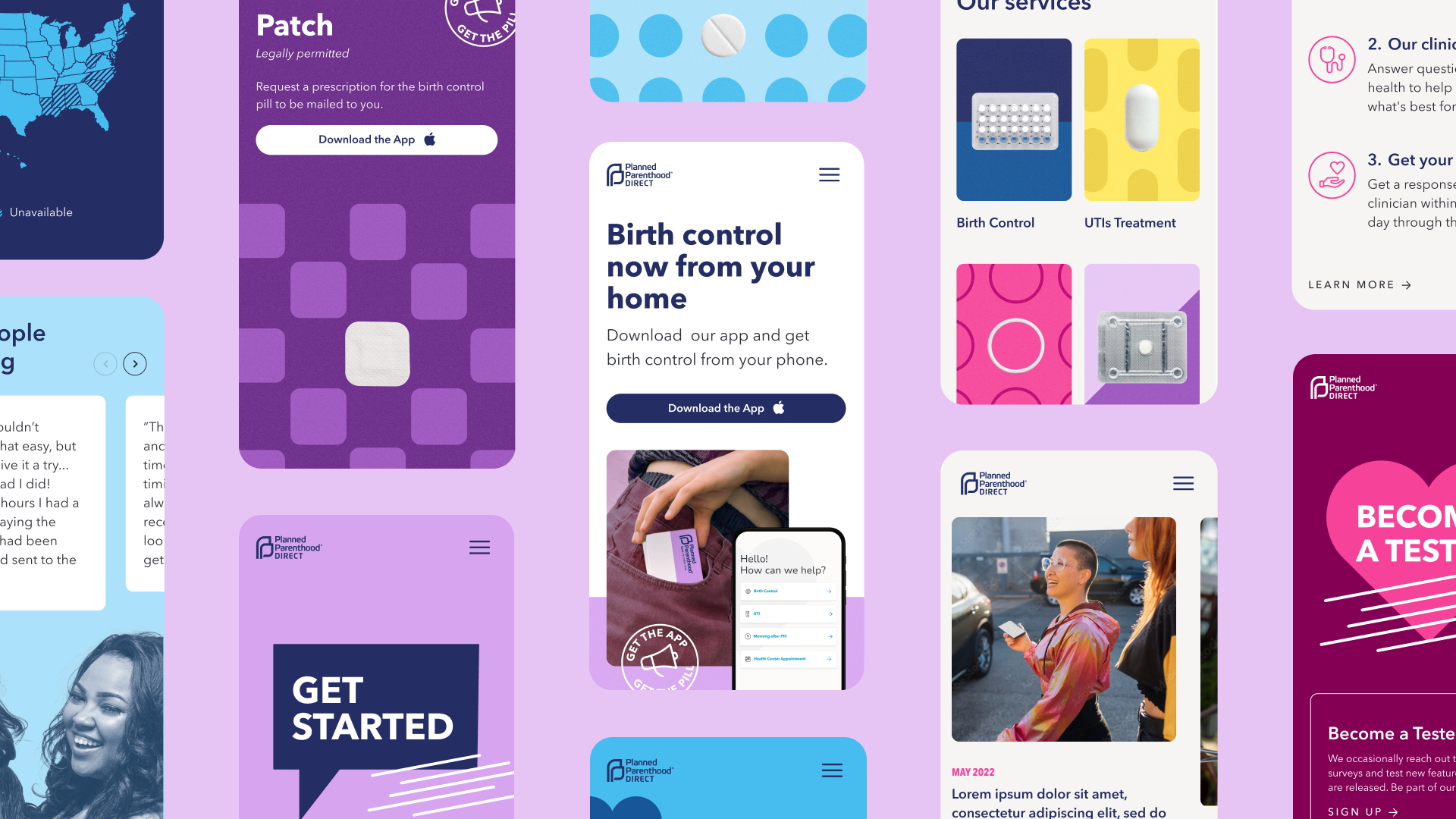 Various mobile landing pages