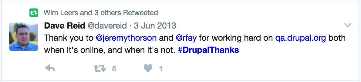 Tweet of #DrupalThanks