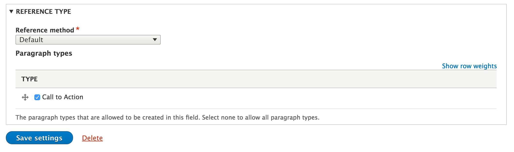 Reference types for the paragraph field