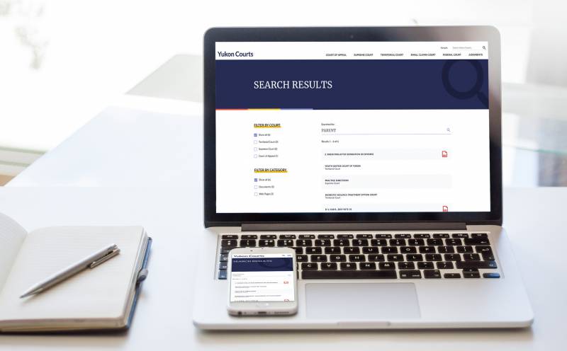 Yukon Courts website search interface