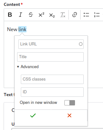 A screenshot showing the Editor Advanced Link module