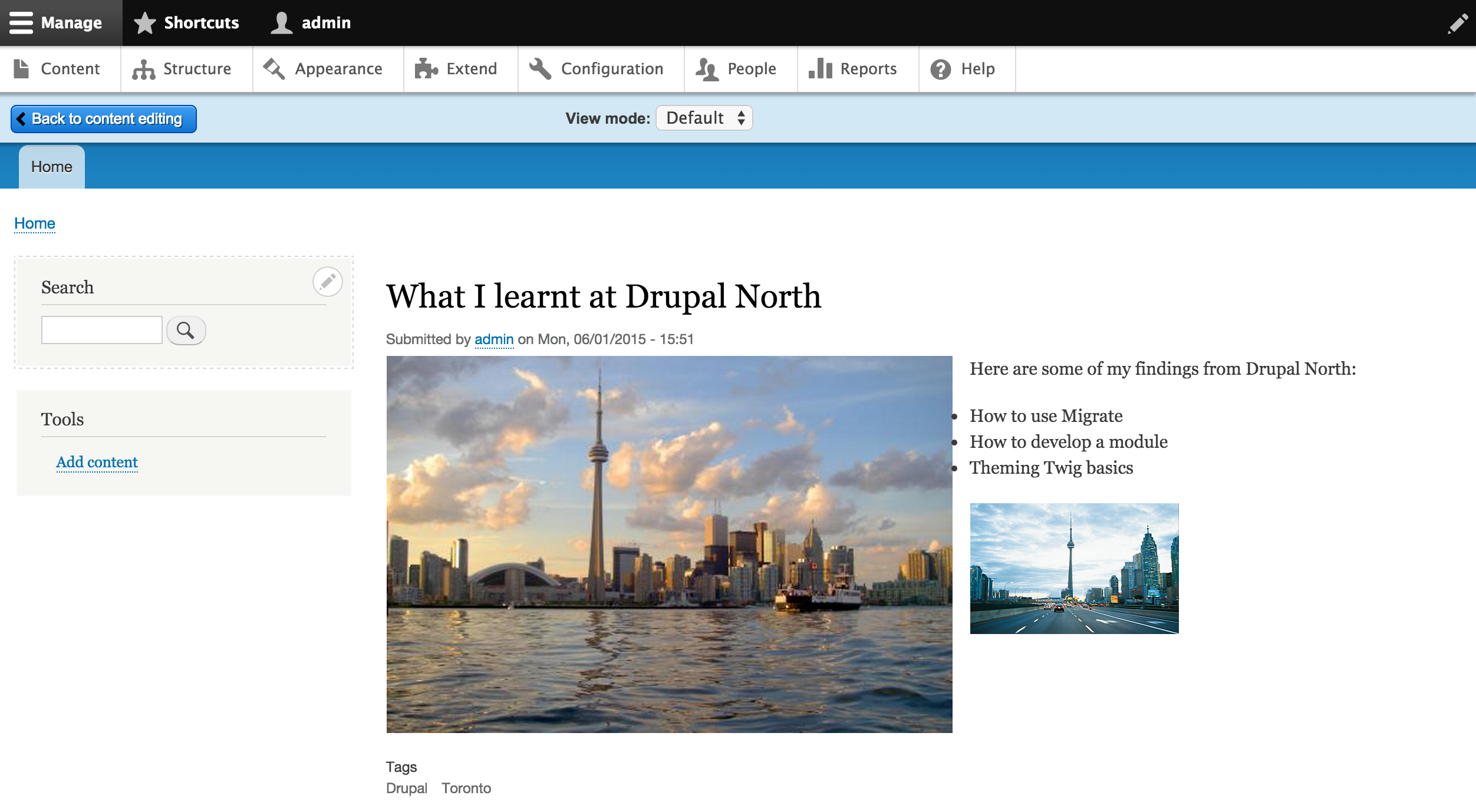 Screenshot of the preview interface in Drupal 8