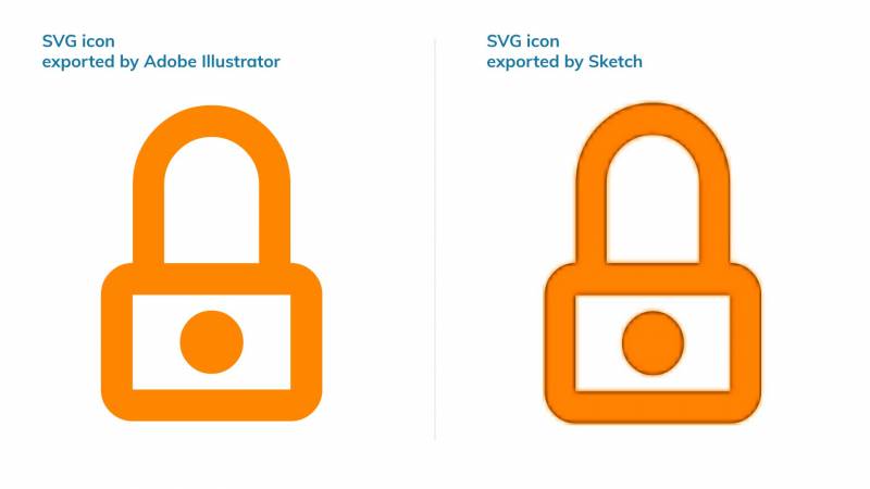 A clear SVG icon beside an SVG icon with blurry lines