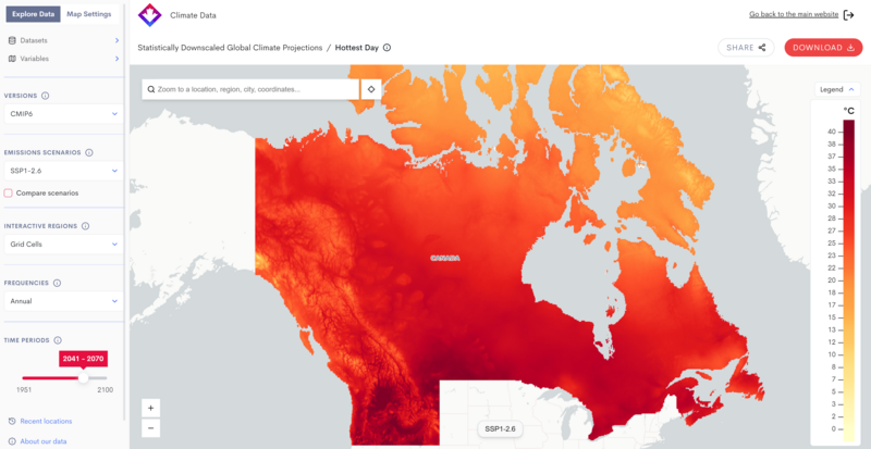 The Climate Data maps tool