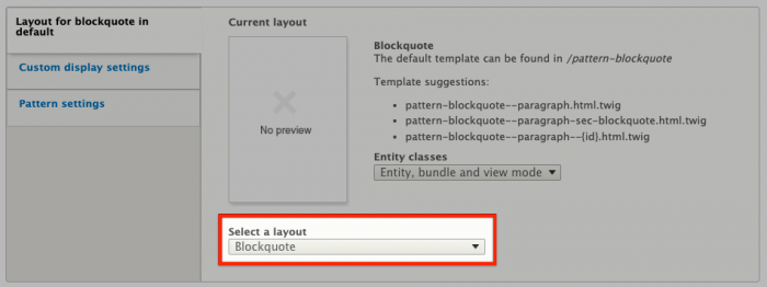 Screenshot of using UI Patterns with Display Suite