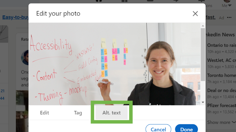 How to do image alt text on LinkedIn