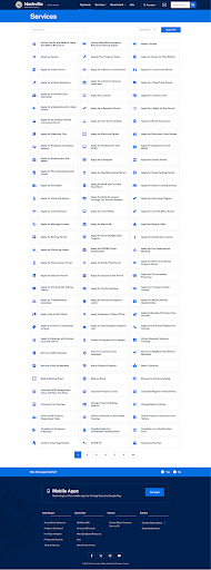 Screenshot of Nashville’s city services page showing an extensive alphabetical list of services in multiple columns.
