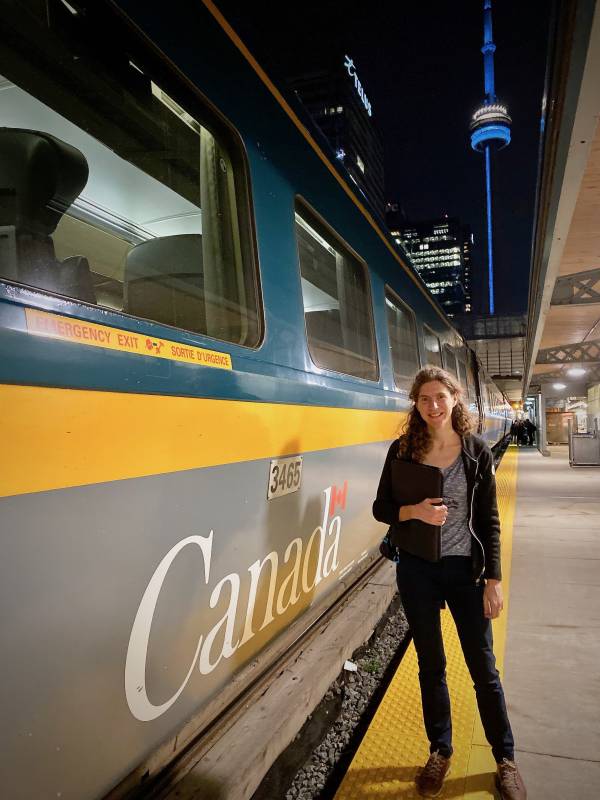 Suzanne on the Viarail platform in Toronto
