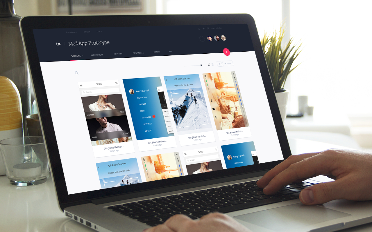 A person prototyping a website with InVision