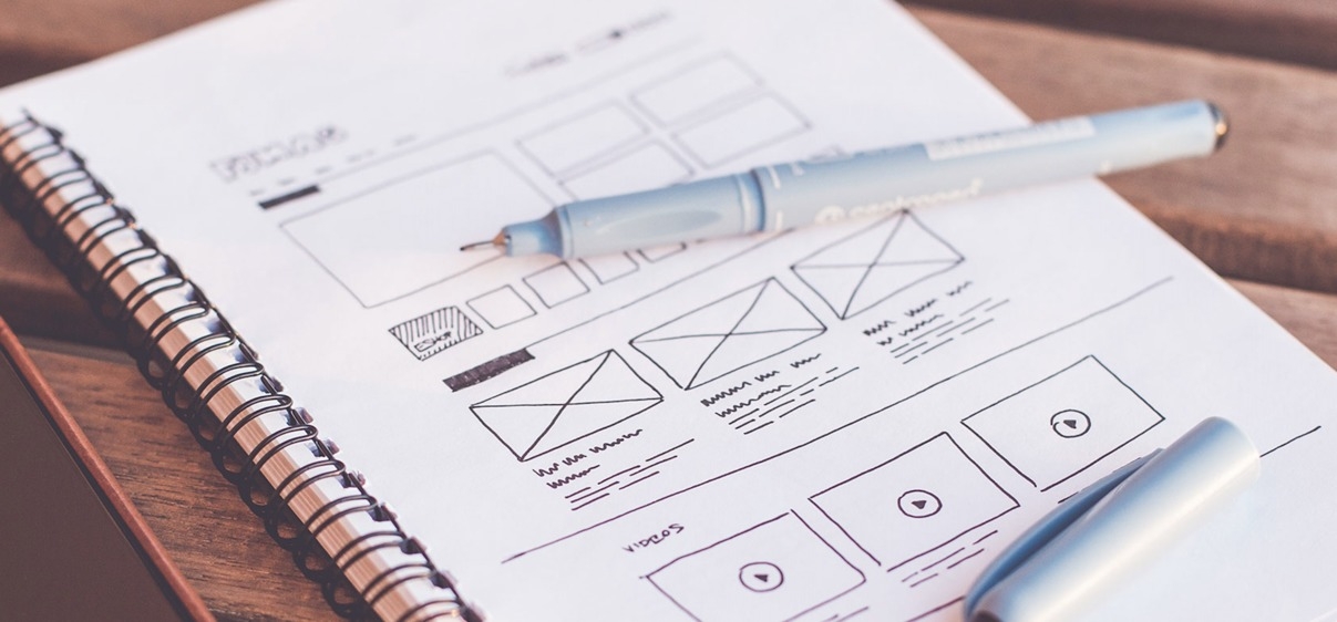 Wireframes on a notebook