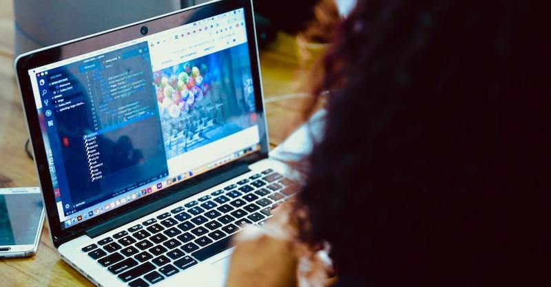 Young woman doing online training