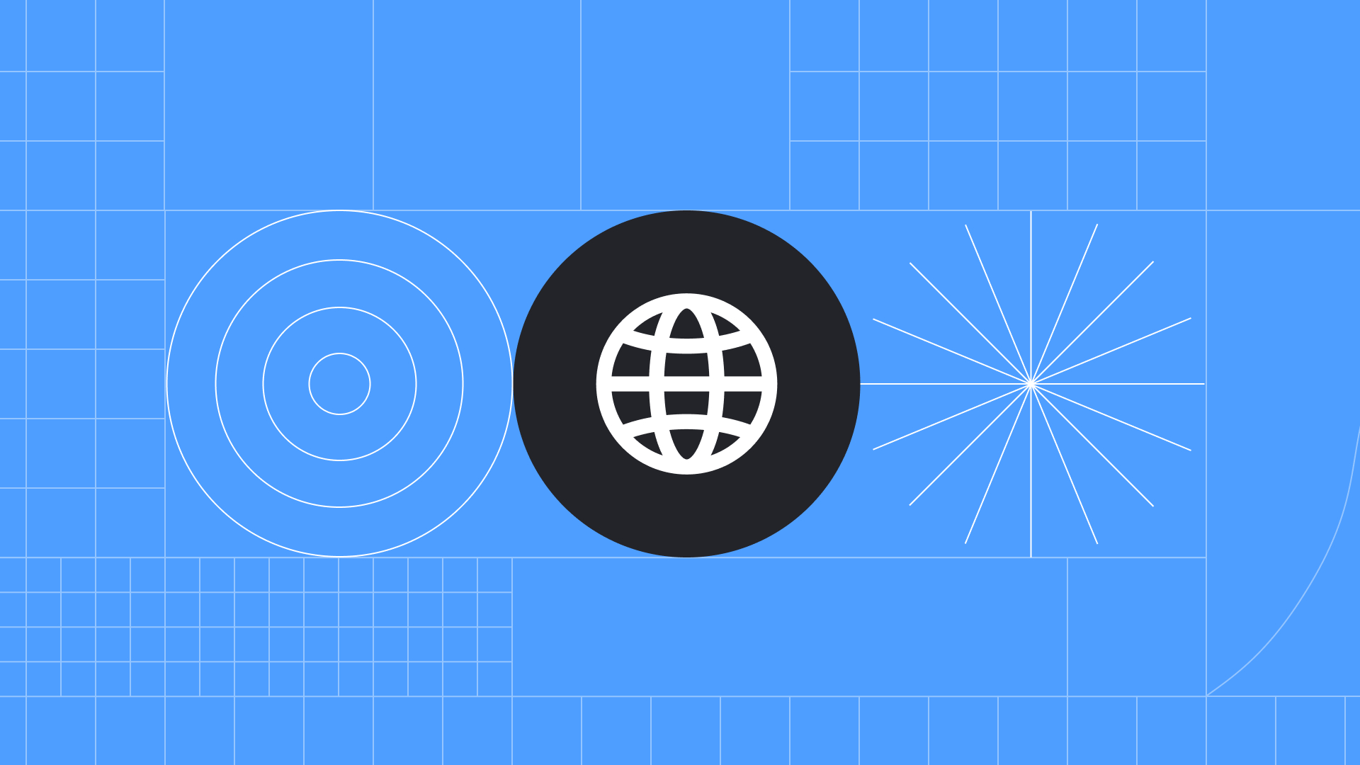 A web logo on a blue background