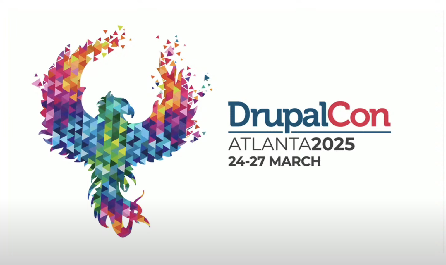 The DrupalCon Atlanta bird logo with the text DrupalCon Atlanta 2025,  24-27 March