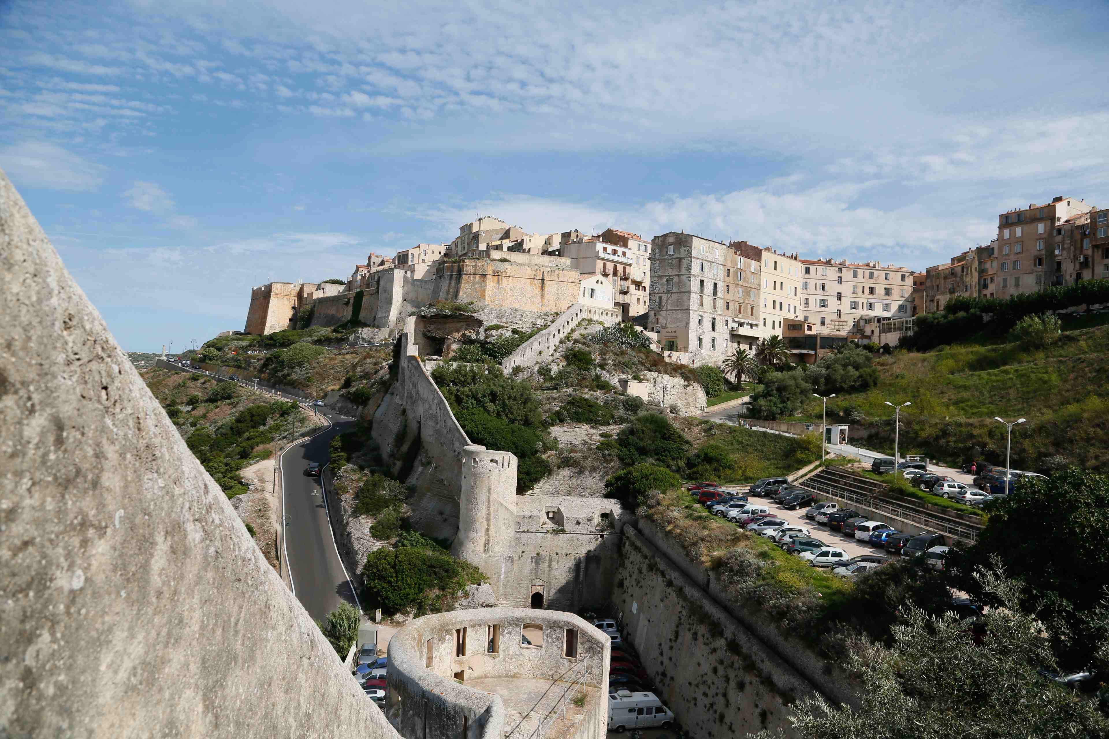 City walls built on a rocky foundation