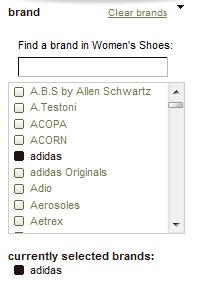 Screenshot of solr search filters