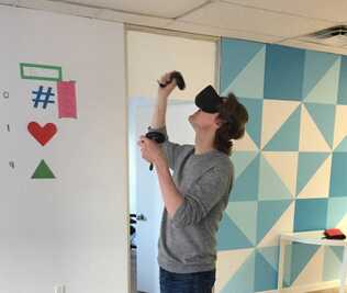 Using VR headset at the Evolving Web office