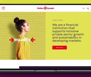 FinDev website appearing on a laptop