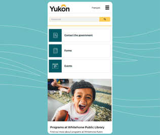 A screenshot of the Government of Yukon mobile site