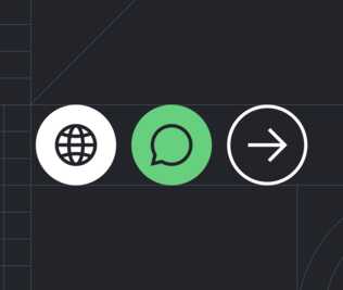 Une icône web, une icône de chat et une icône de flèche sur fond noir