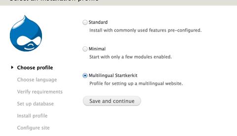Installing Drupal using a multilingual install profile