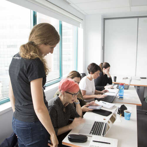 Instructor teaching students in a classroom
