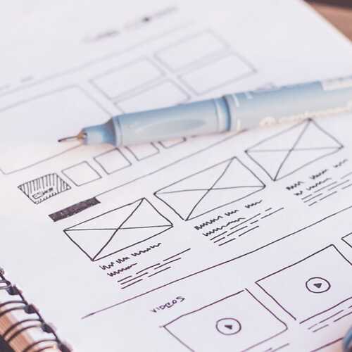 Wireframes on a notebook