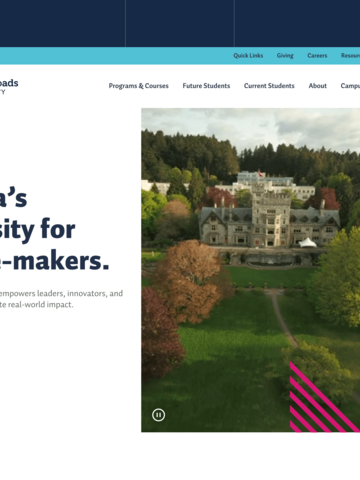 Royal Roads University website homepage