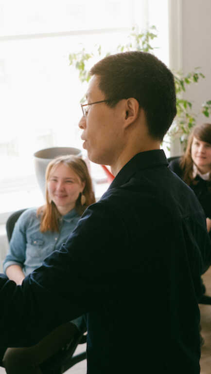 Brainstorming at a whiteboard