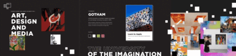 The stylescape shows typography, a colour palette, and student-created art.