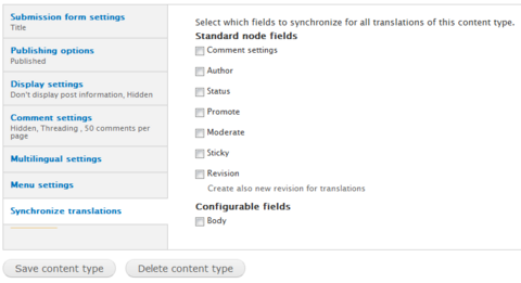 Content Type Multilingual Support Options