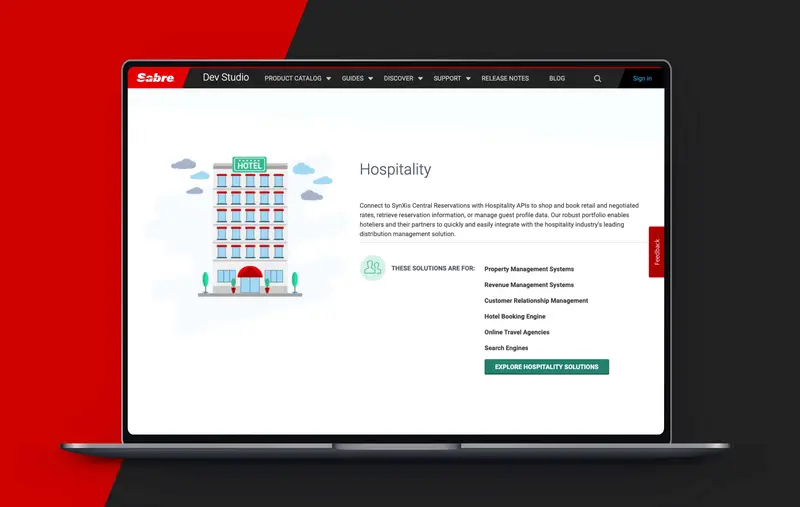 Sabre hospitality section design